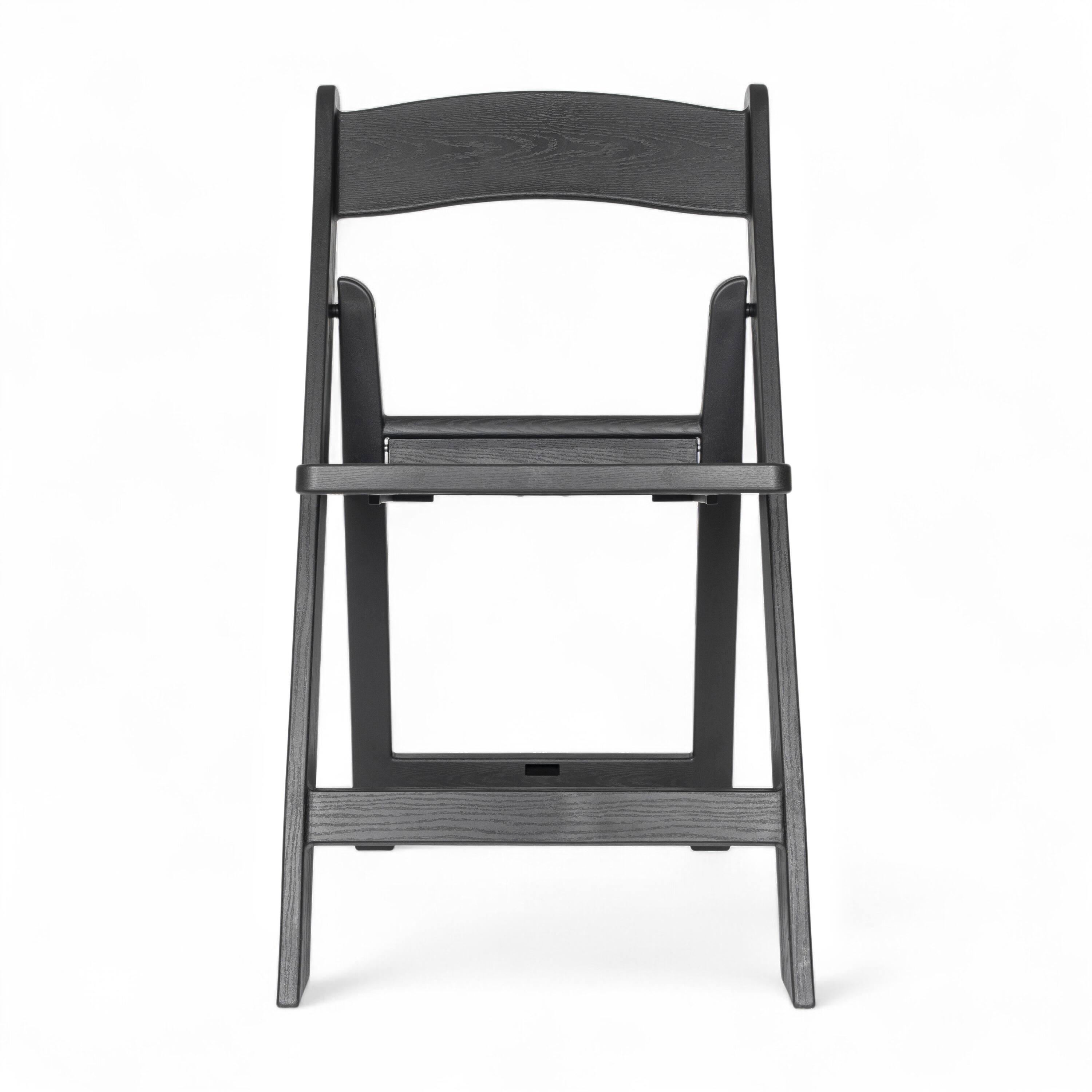 Angle. Flash Furniture - HERCULES Commercial Black Indoor/Outdoor Lightweight Wood Look Resin Folding Event Chair with Slatted Seat - Black.