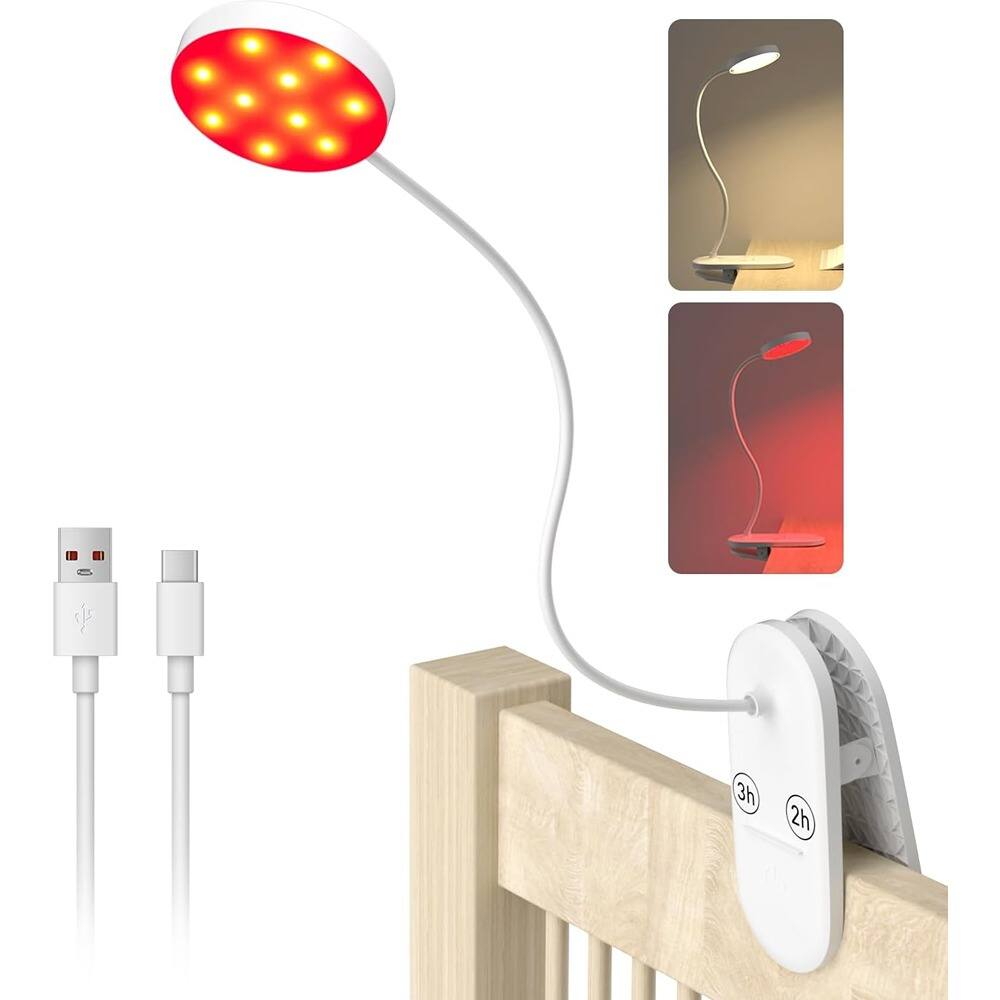 Schertz - Rechargeable LED Desk Lamp, Clip-On Dimmable Reading Light with Timer
