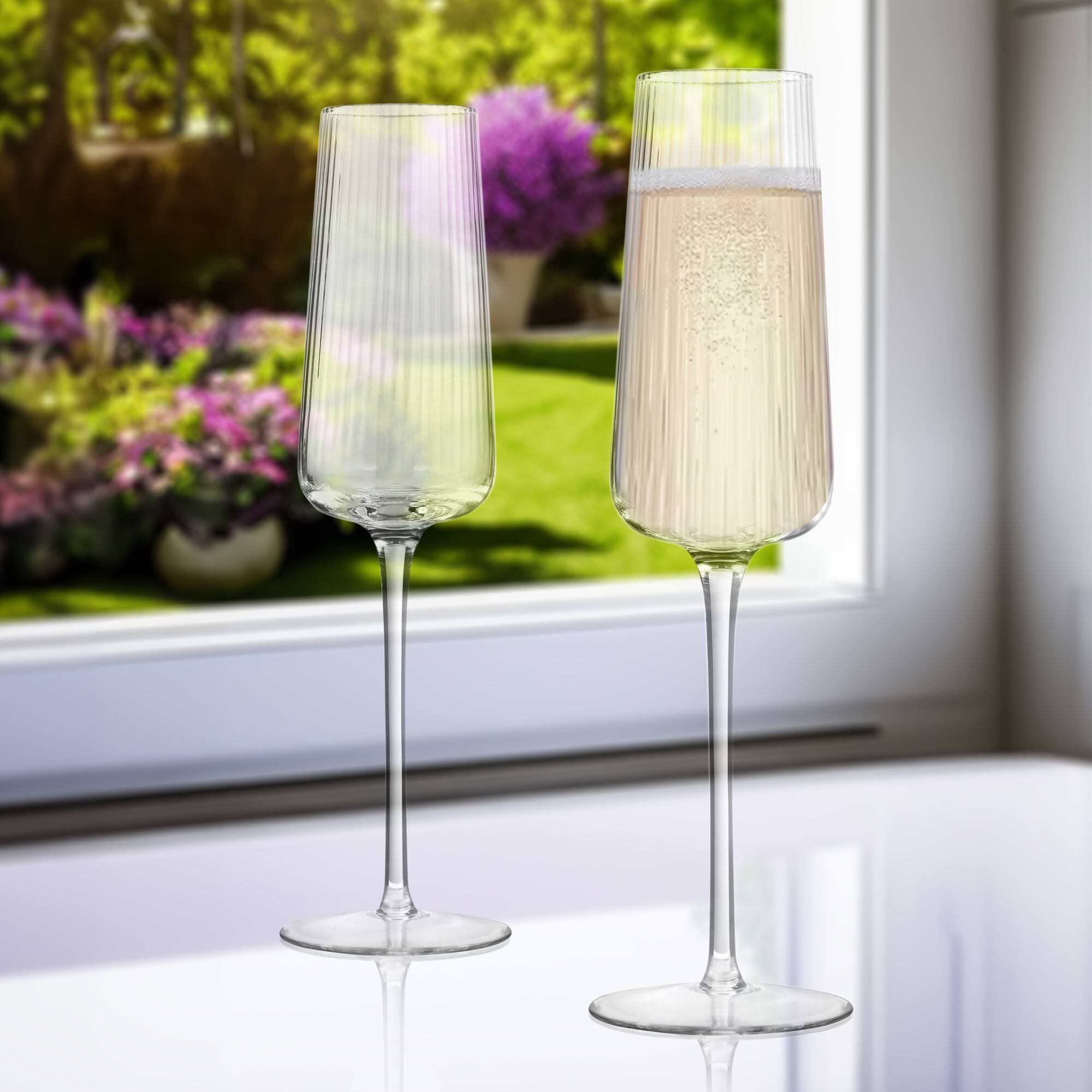 Alt View 1. Artland - Artland Soho Optic Stemmed Glass Set, Clear 8-Piece (4 Flutes & 4 Goblets) - Clear.