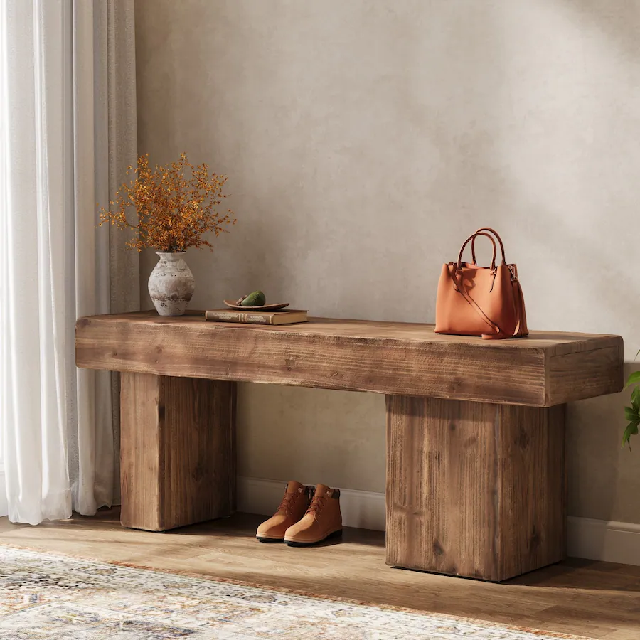 Good Reception Form Tribesigns Office Reception Bench with Solid Wood Construction, for ...