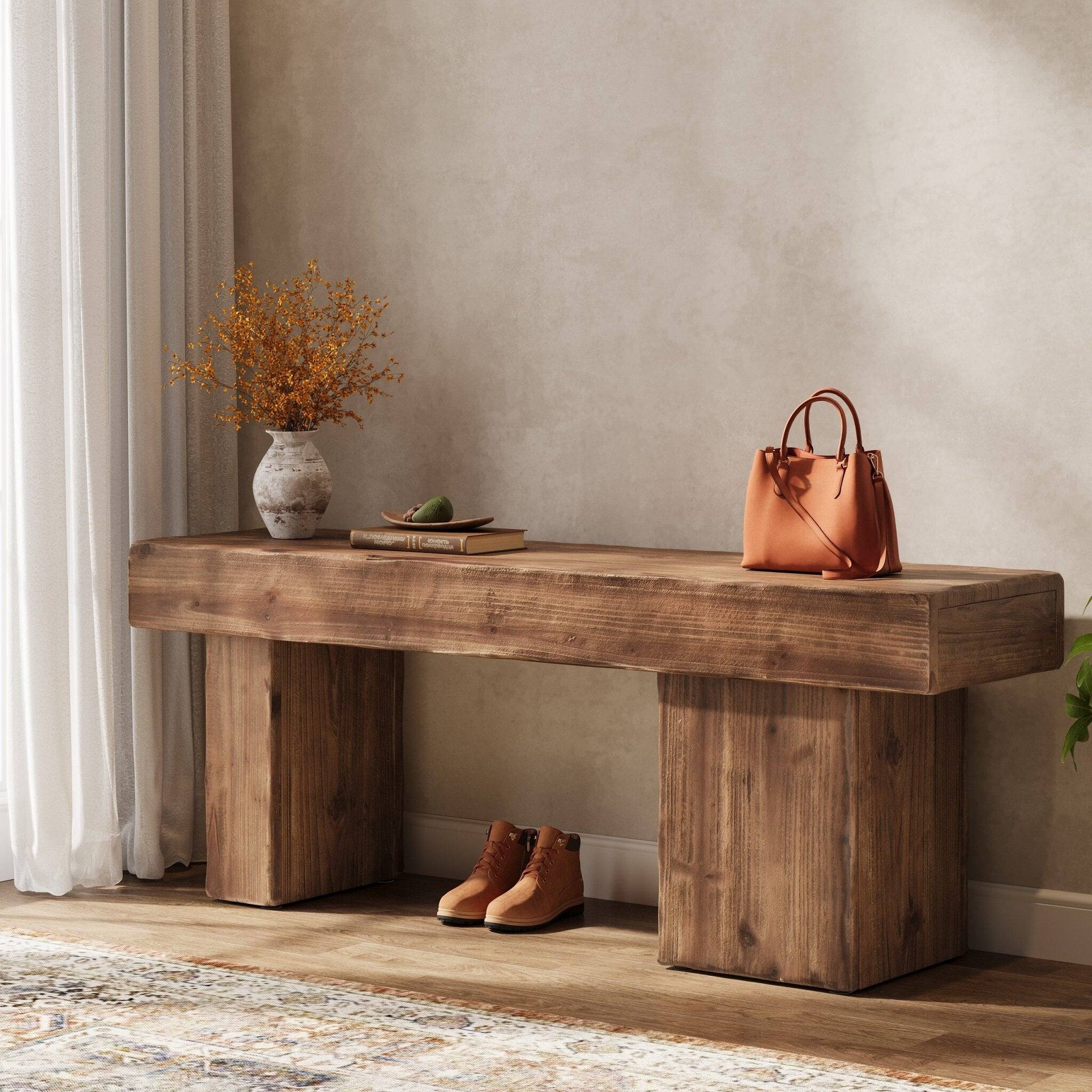 Tribesigns Office Reception Bench with Solid Wood Construction, for ...