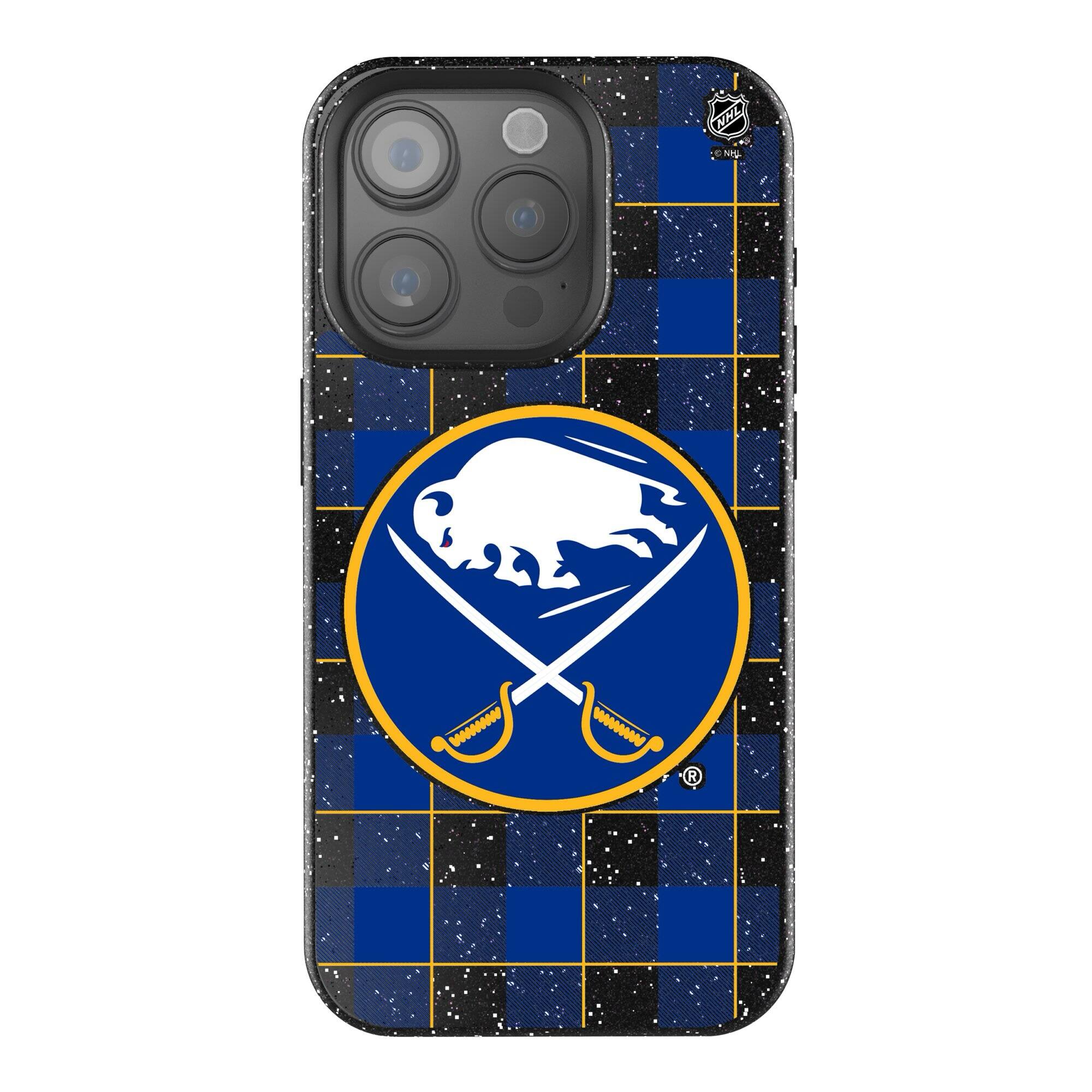 Front. Keyscaper - Buffalo Sabres Plaid Bling iPhone Case - 15 Pro Max - Multicolor.
