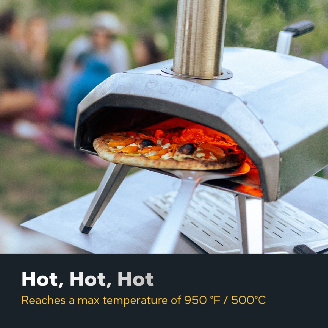 ooni Hot, Hot, Hot Reaches a max temperature of 950°F / 500°C