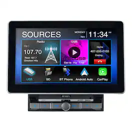 Jensen - CAR10TC 10.1" Wireless CPAA Multimedia Receiver with Top Controls - Black/Gray
