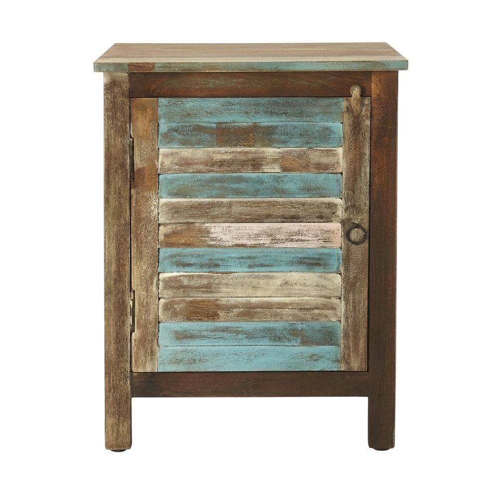 Left. Starlight Canyon Home - Coastal Distressed Wood Storage Cabinet, Accent Cabinet for Living Room - Multi-Color.