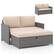 Front. Costway - 2 PCS Patio Loveseat with 31 Gal Multifunctional Storage Ottoman and Soft Cushions - Mix Gray,Brown.
