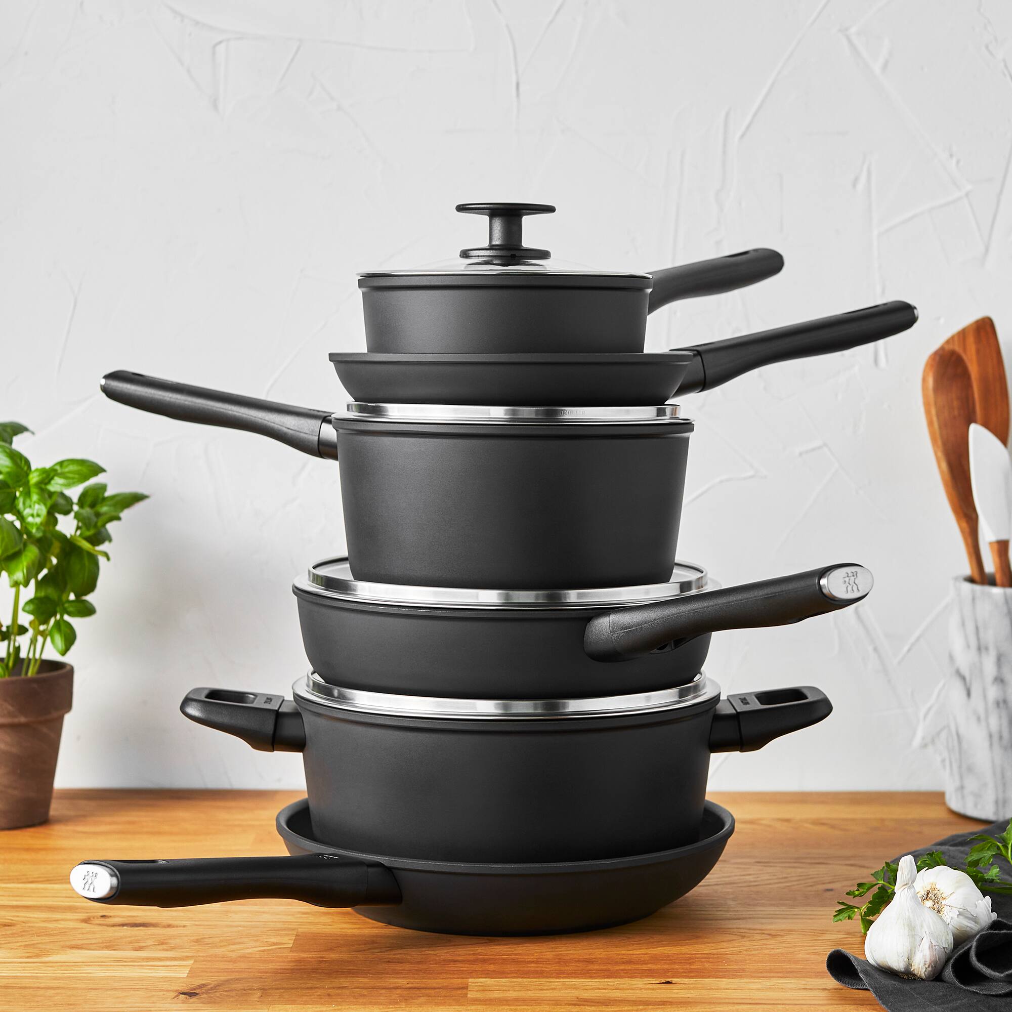Alt View 2. ZWILLING - ZWILLING Madura Plus Forged 10-pc Aluminum Nonstick Cookware Set - Black.