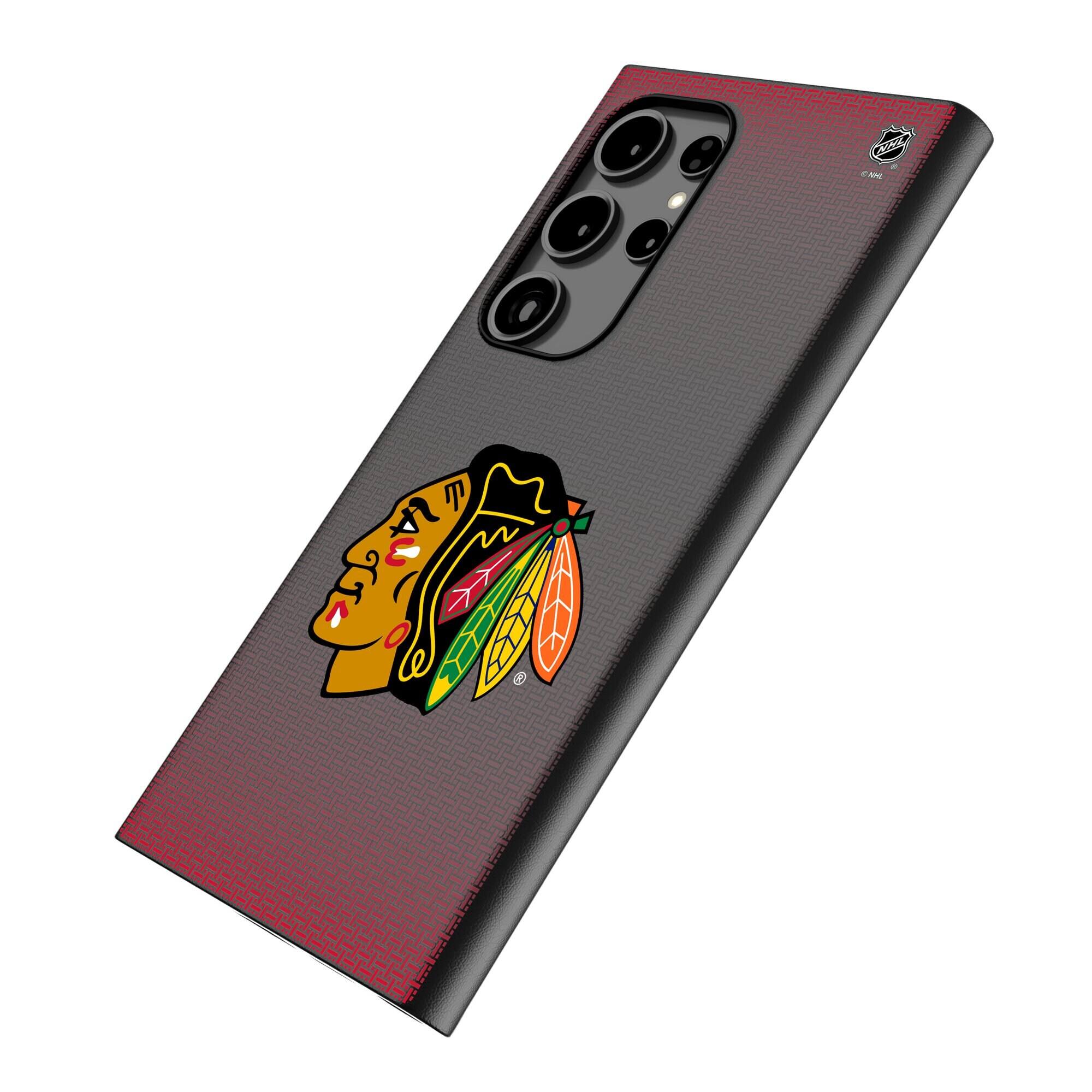 Alt View 1. Keyscaper - Chicago Blackhawks Linen Galaxy Magnetic Bump Case - S24 Ultra - Black.