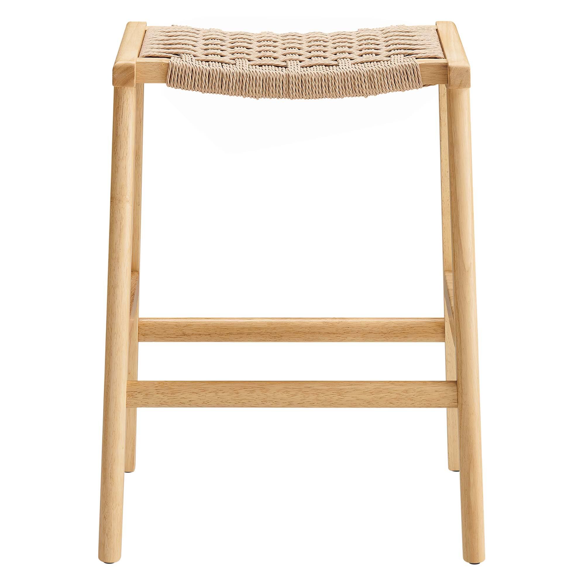 Alt View 2. Modway - Saoirse Woven Rope Wood Counter Stool Set of 2 by Modway - 0.