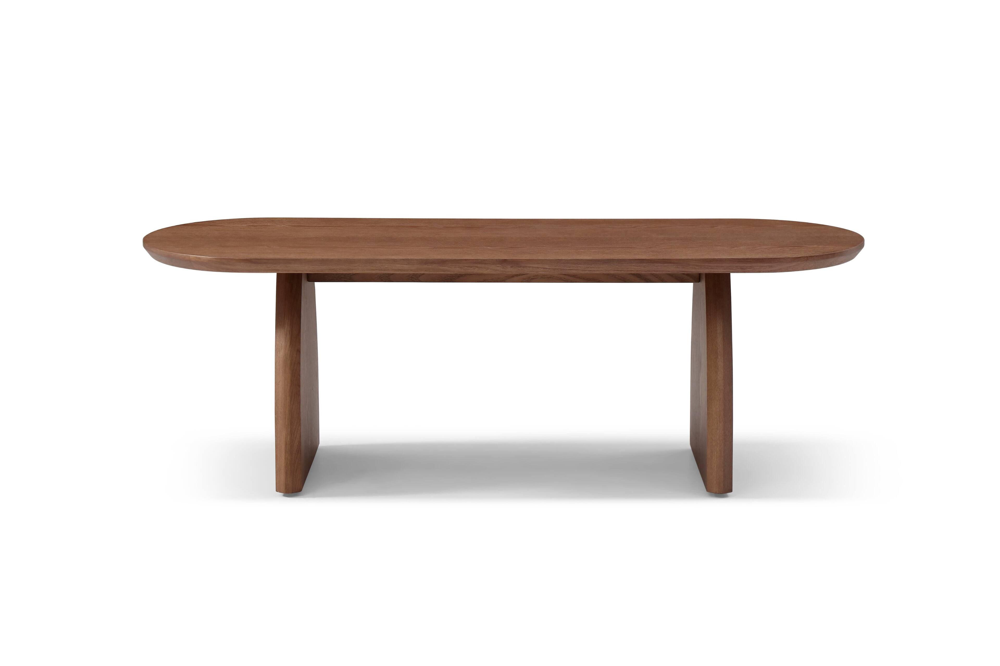 Alt View 2. TinyHomie - 47 Inch Oval Coffee Table Solid Wood Veneer Mid Century Walnut For Small Space Office - white.