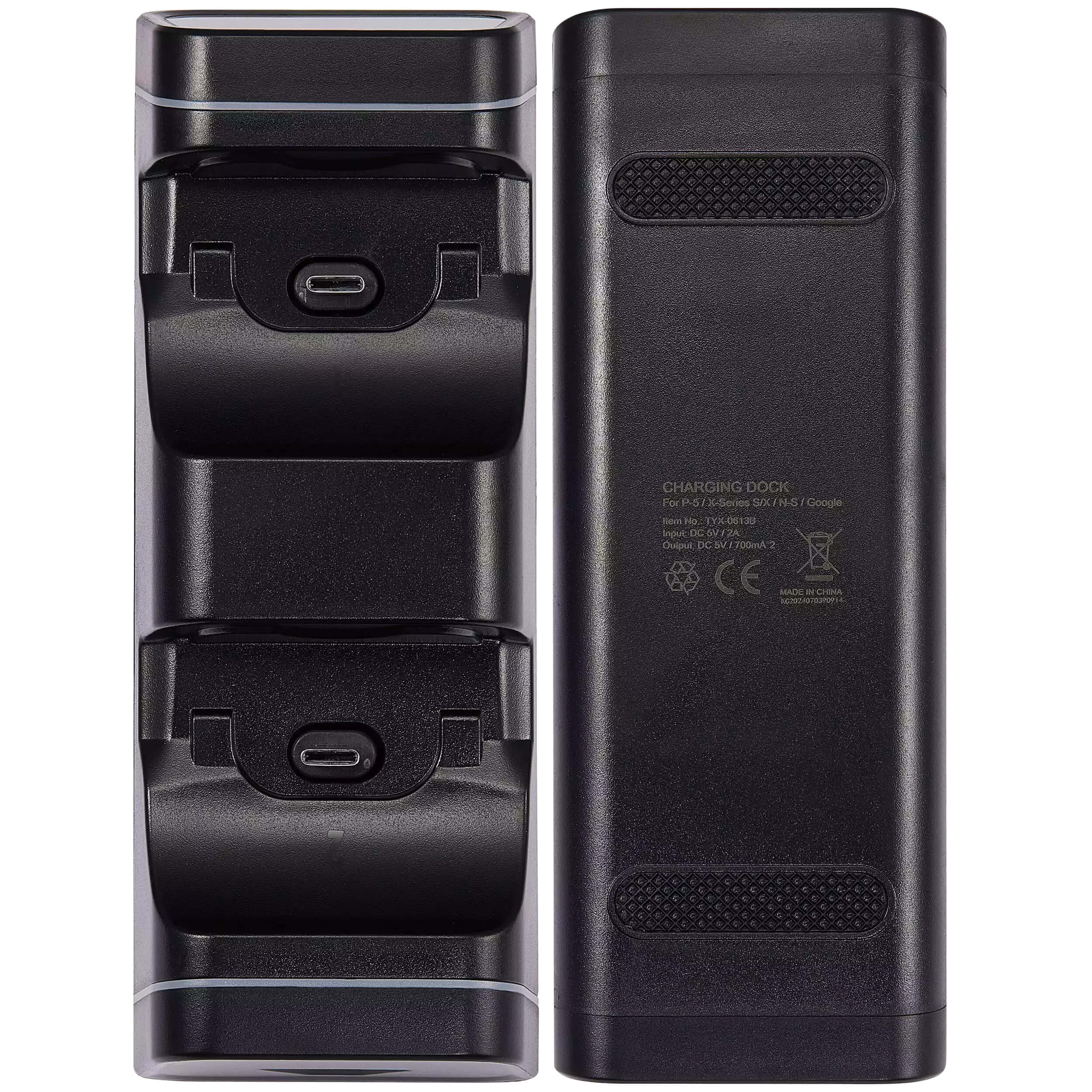 CHARGING DOCK  
For P-S Series S2/SX/N-S/Google  
Item No.: TYX0012  
Input: DC 5V/2A  
Output: DC 5V/2A  
CE  
MADE IN CHINA  
KC2270130009P