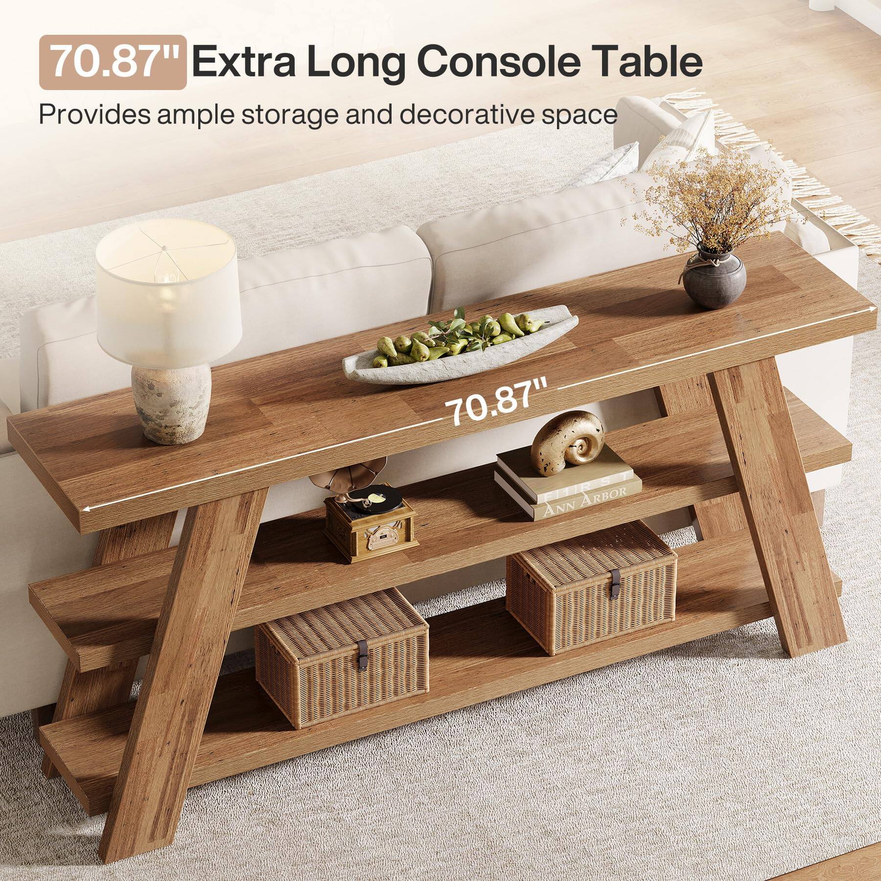 70.87" Extra Long Console Table  
Provides ample storage and decorative space