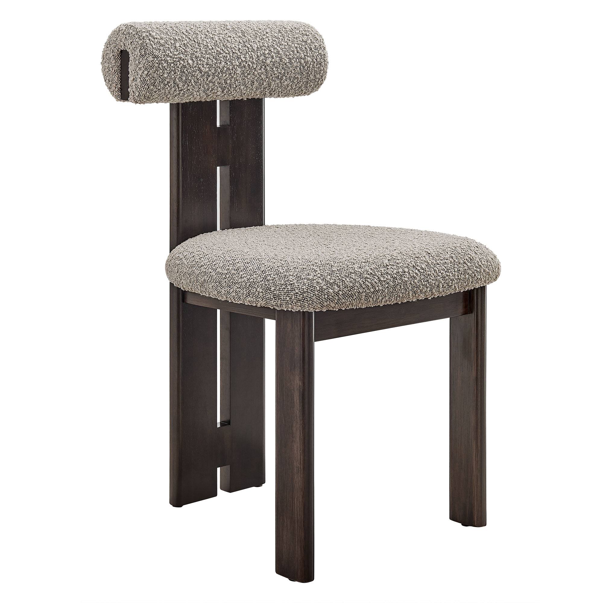 Back. Modway - Torian Boucle Fabric Dining Chair Set of 2 by Modway - Brown.