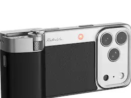 PGYTECH - Retrova Grip Kit Graphite Black for iPhone 17 Pro, Vintage Camera Case with Bluetooth Shutter - Leather and Aluminum style color