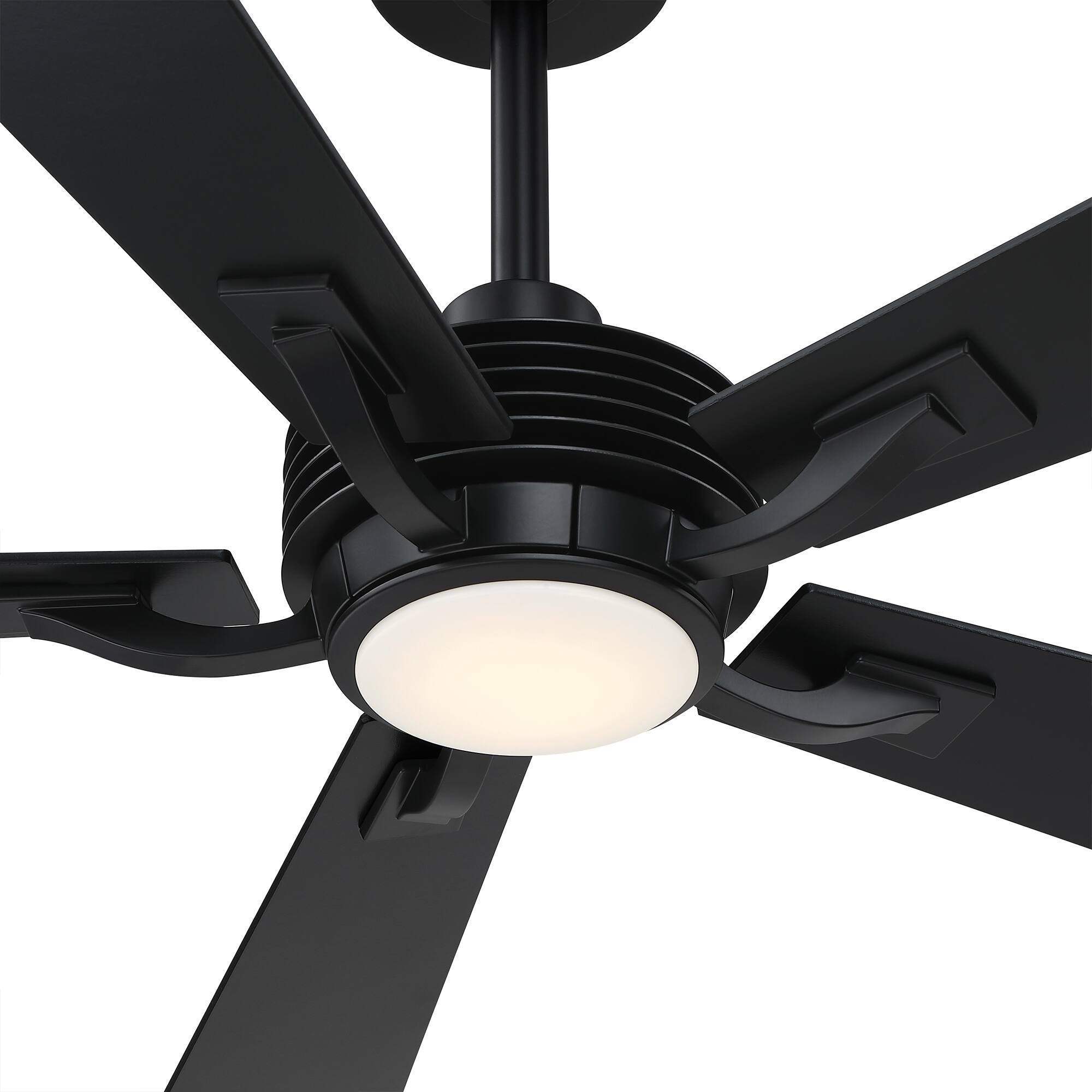 Alt View 2. Parrot Uncle - 56" Modern Black 5-Blade Ceiling Fan with Dimmable Light and Remote - Black.