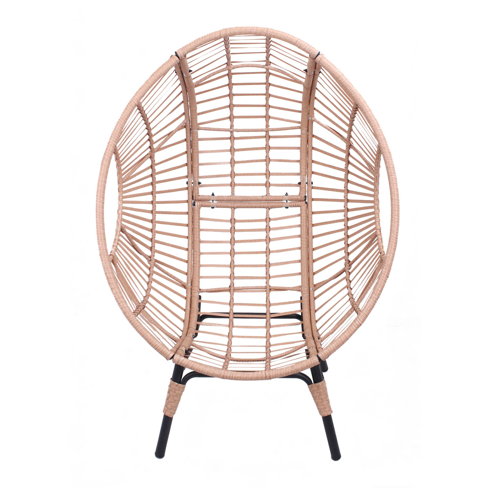 Back. Mondawe - Patio PE Rattan Arc Back Egg Chair with 8-Inch Cushion - Natural.