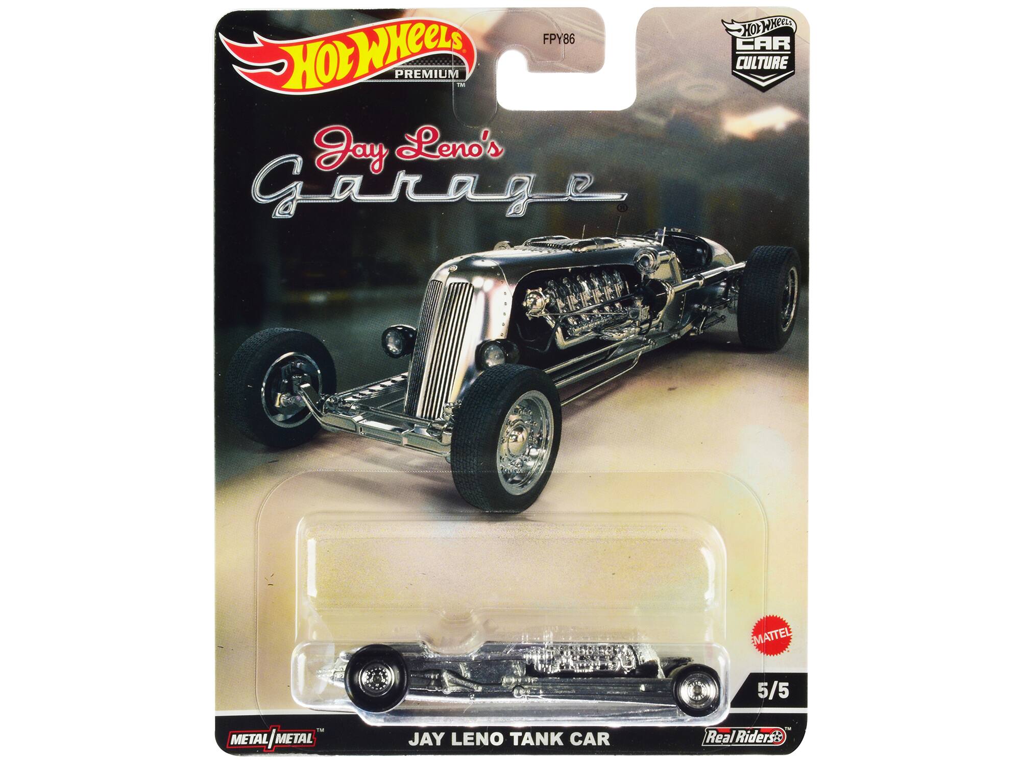 Jay Leno Tank Car Brushed Metal "Jay Lenoâ€™s Garage" Diecast Model Car by Hot Wheels - Black/Silver