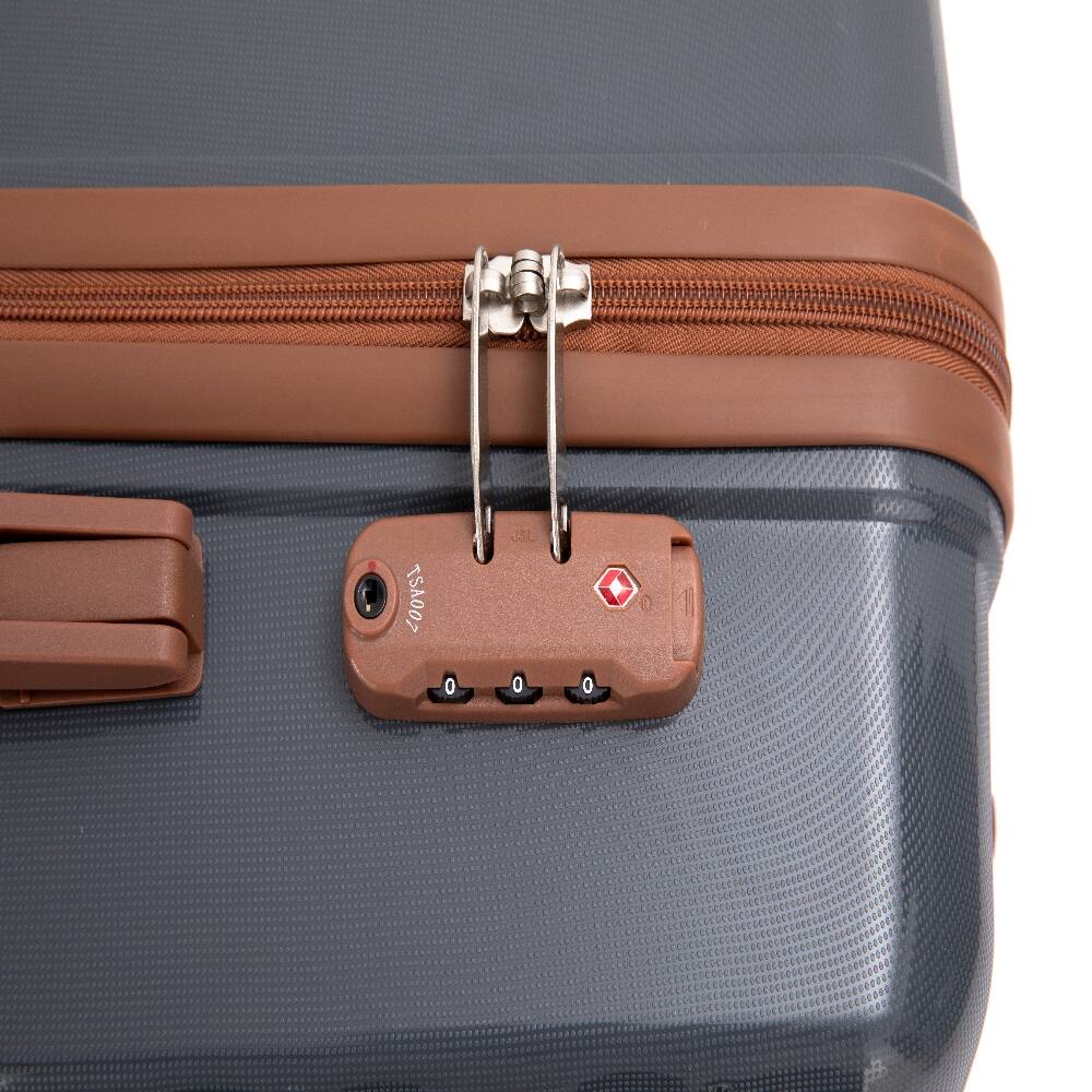 Alt View 9. Ropilly - Ropilly 5 Piece Luggage Set Polypropylene Hardshell Suitcase with TSA Lock and Spinner Wheels Dark Grey - Dark Grey.