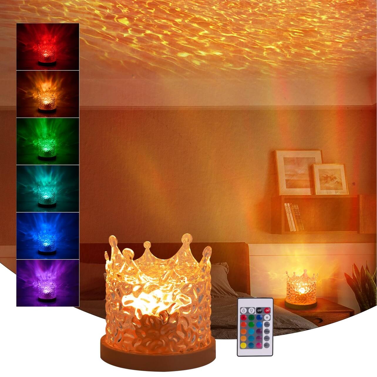 Angle. Lamp Depot - 16 Color-changing Water Ripple Table Lamp - Multicolor.