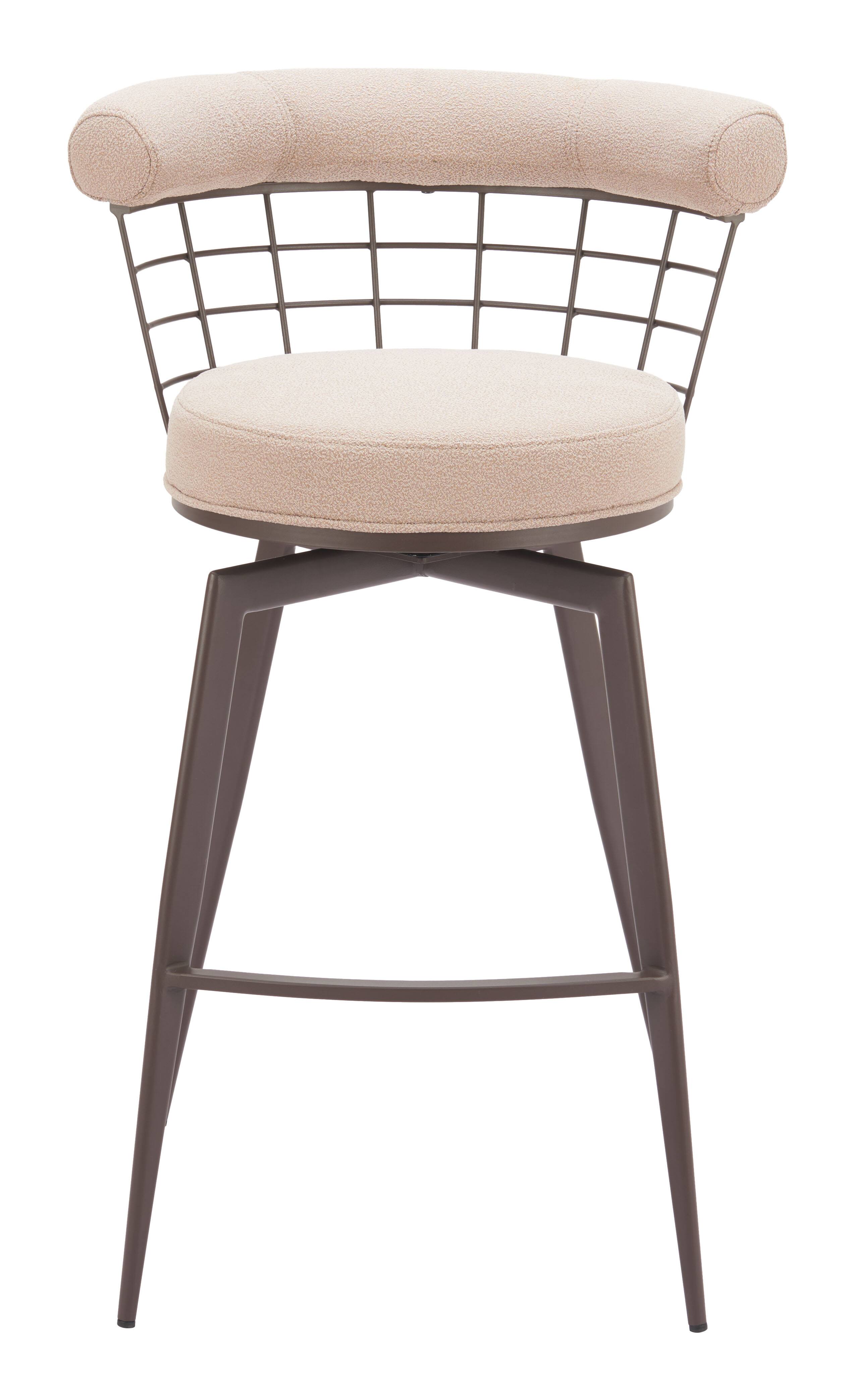 Alt View 1. Hivvago - Saku Swivel Barstool Beige & Brown - Beige & Brown.