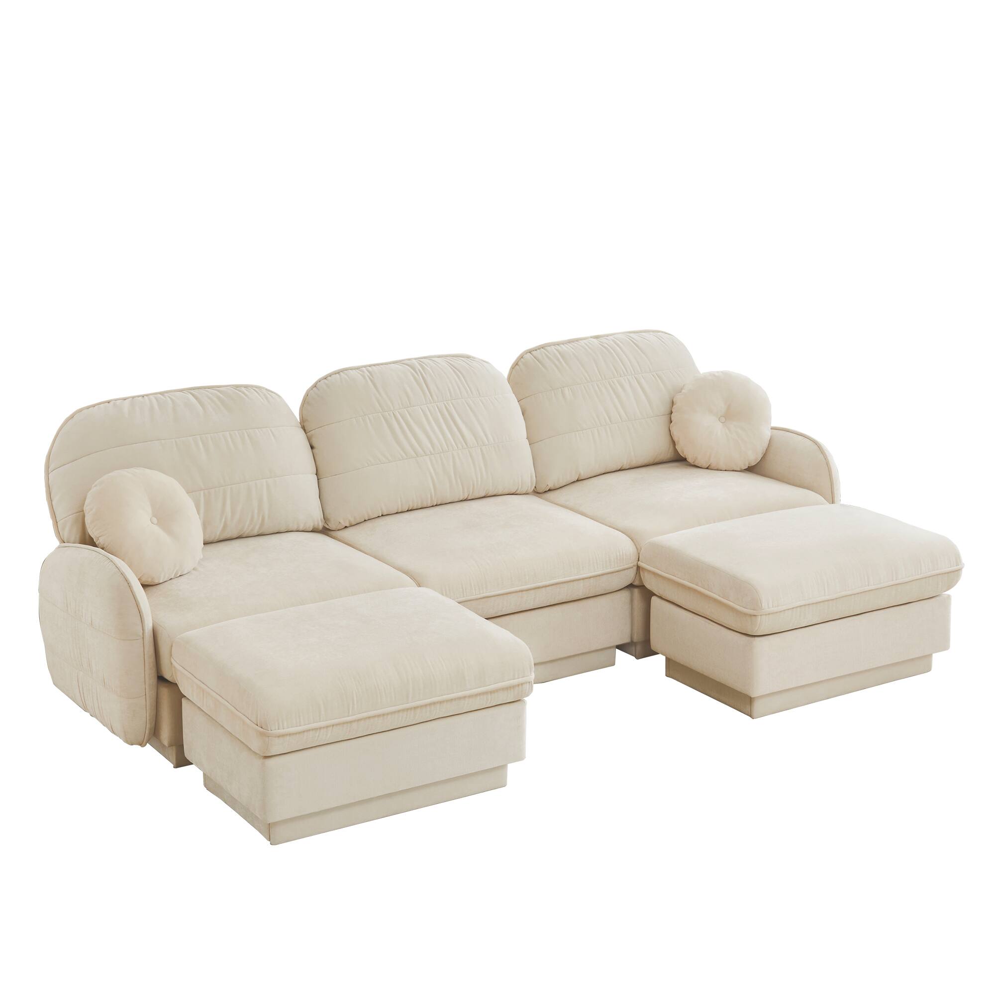 Alt View 10. LOVMOR - 105 inch Chenille Couch U Shaped Deep Seat Storage Ottoman Anti Slip For Living Room Apartment Lounge Plush TV - Cream Beige.