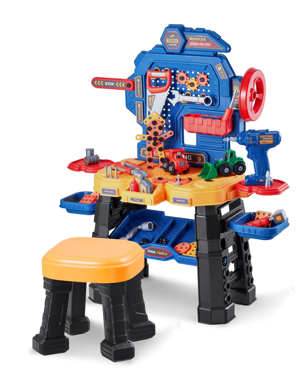 Glintex - Kids Tool Workbench Playset, 181PCS Realistic Tools with Electric Drill, Pretend Construction Toy for Ages 3+ .