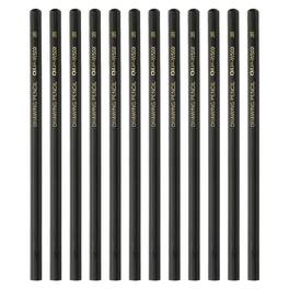 Unique Bargains - 12pcs 3B Drawing Pencils Hexagonal for Sketching Writing Art Artists Beginners - Black