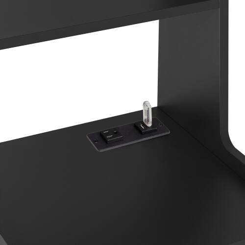 Alt View 4. LUCKY ONE - Set of 2 Assembled Nightstands with Charging Station Voice Light USB Lock - Black.