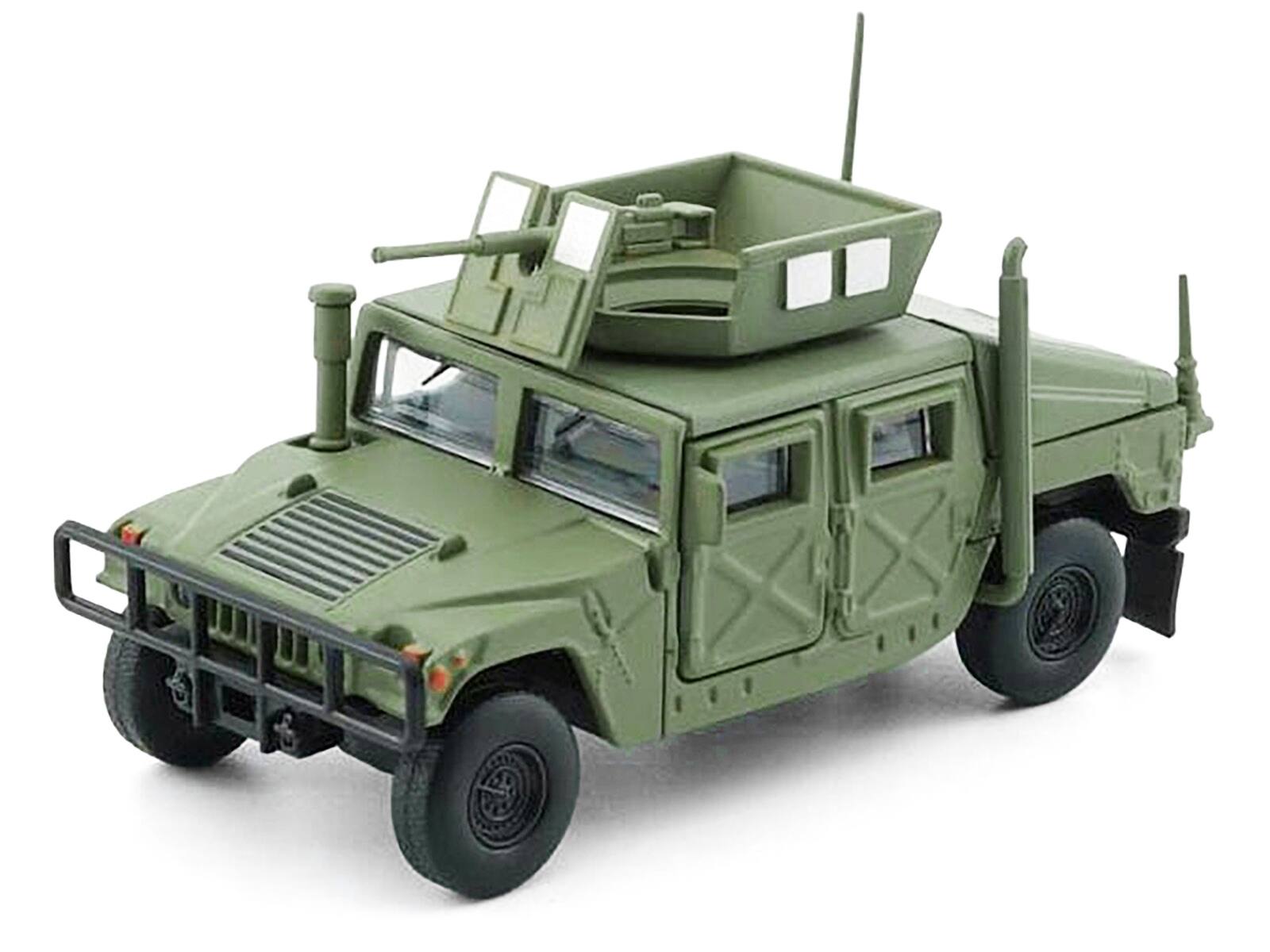 Angle. BM Creations - HUMVEE 4-CT Military Vehicle Olive Green with Alternative Tops 1/64 Diecast Model Car by BM Creations - Olive Green.