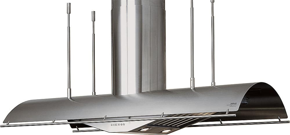 Left View: Zephyr - Trapeze 60 in. Range Hood Shell with light in Stainless Steel - Stainless steel