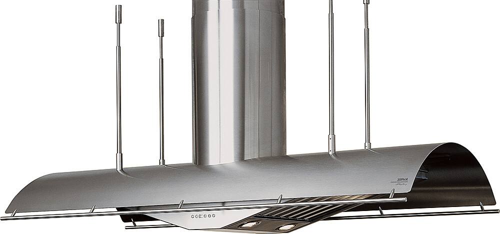 Left View: Zephyr - Trapeze 54 in. Range Hood Shell with light in Stainless Steel - Stainless steel