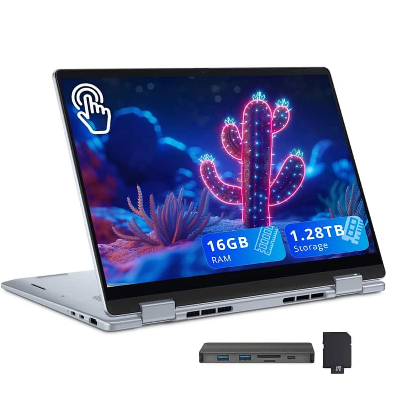 Dell - Plus 14" FHD+ Touch 2-in-1 Laptop,Intel Ultra 7 256V,16GB RAM,1TB SSD+288GB Dock Set,Backlit Keyboard,Win11 - Blue