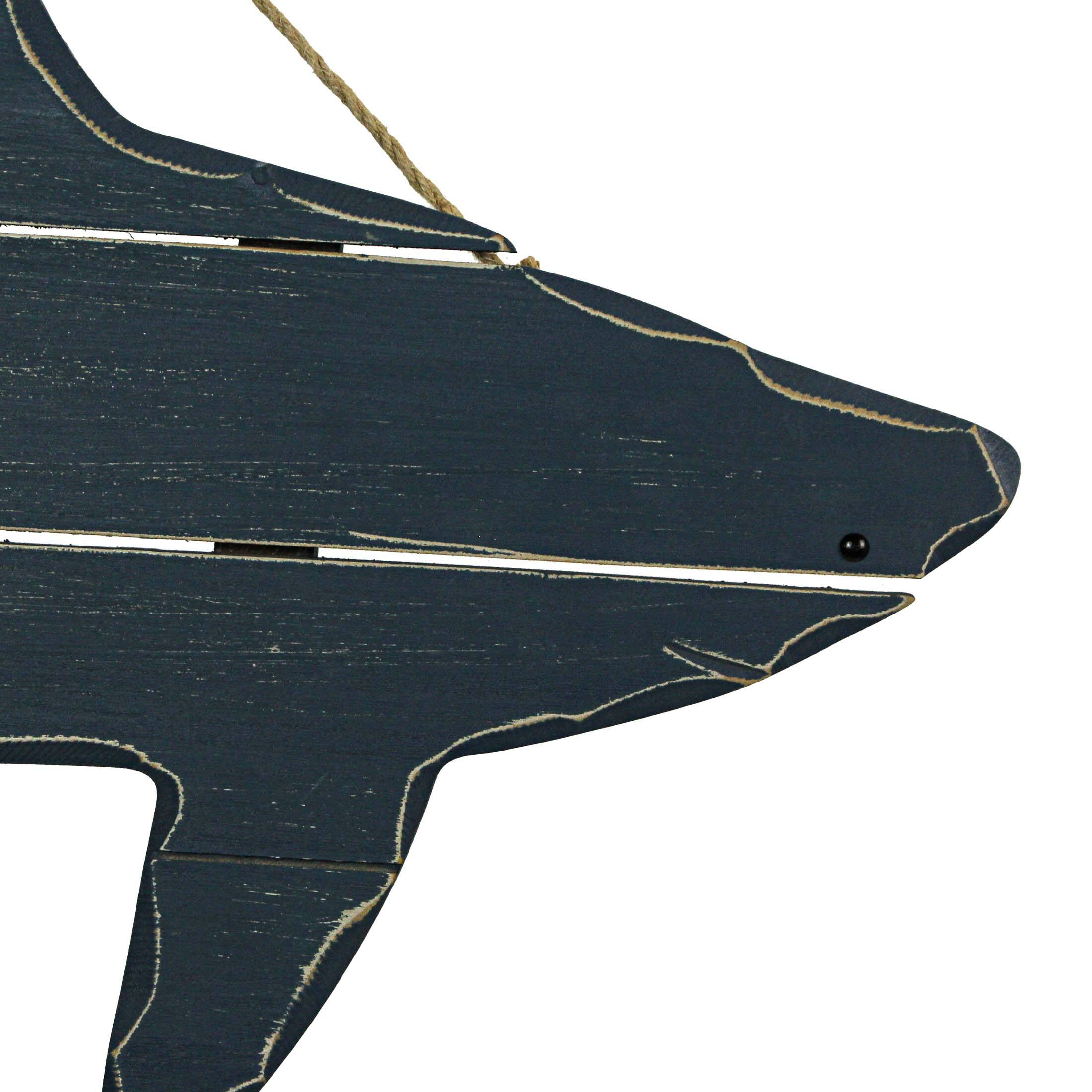 Alt View 5. Zeckos - 31 Inch Blue Wood Carved Shark Wall Decor Plaque Hanging Nautical Art Coastal - Blue.