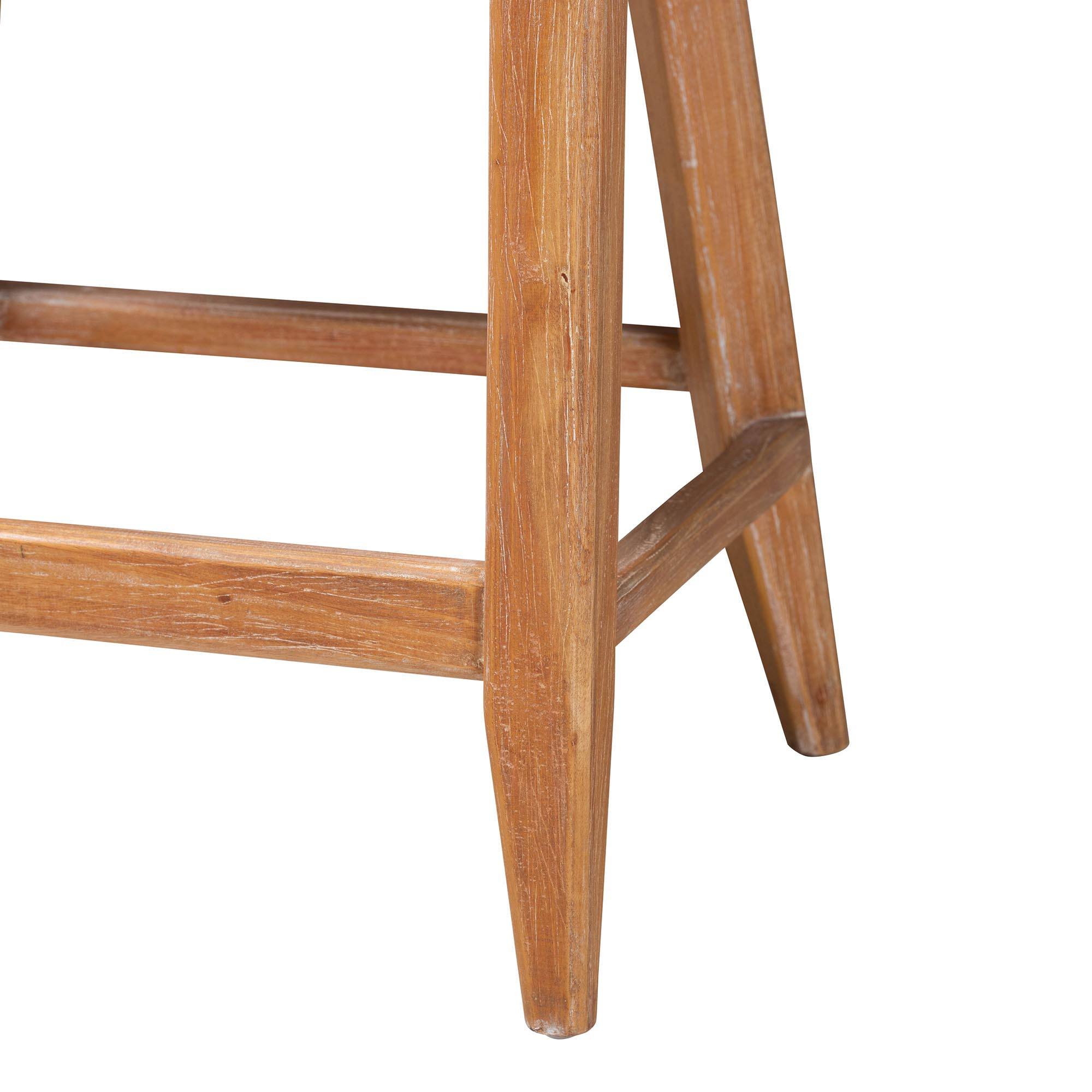 Alt View 2. bali & pari - Ridley Seagrass Counter Stool with Mahogany Wood Frame - Seating with Woven Square Back and Cushioned Seat - White Wash.