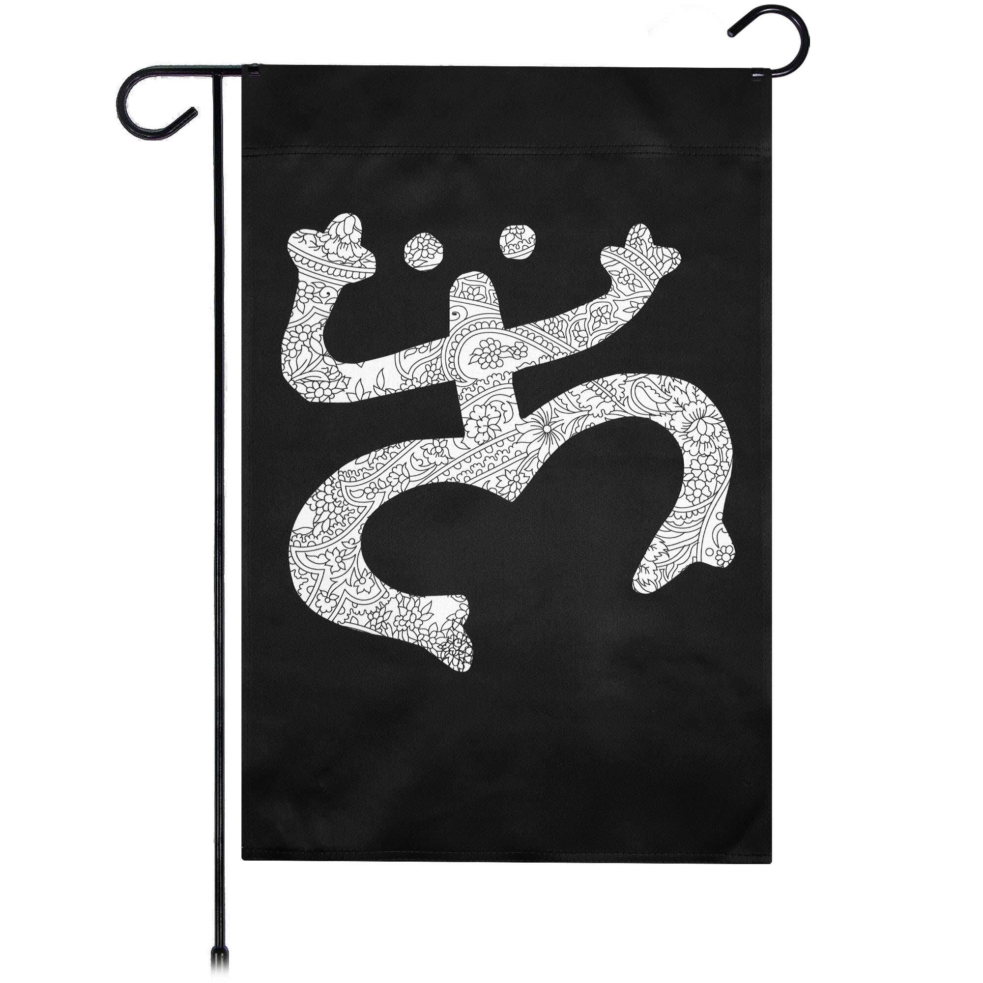Front. G128 - G128 Floral Coqui Frog Black Garden Flag 12x18 In Double Sided Yard Garden Lawn Decoration - Black.