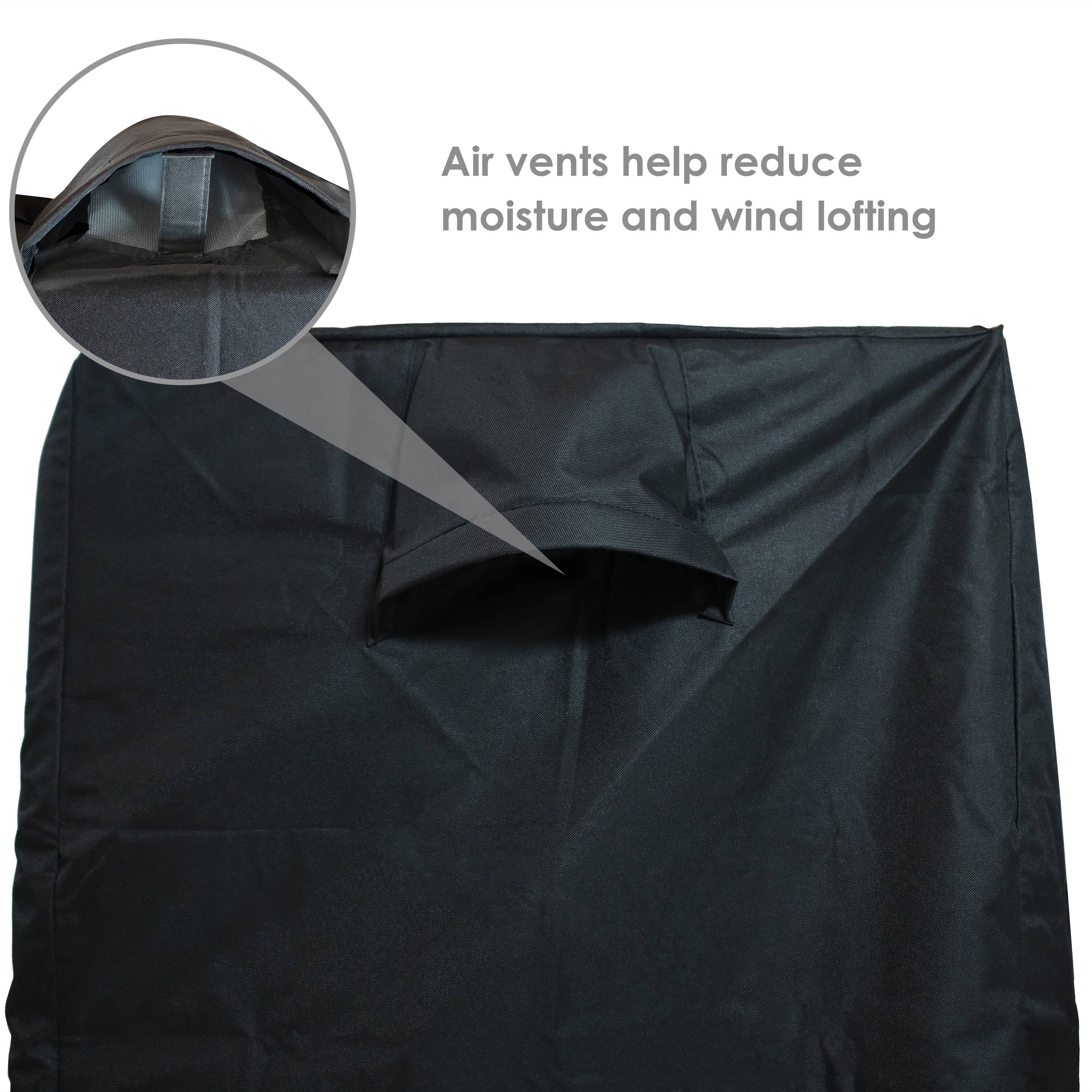 Air vents help reduce moisture and wind lofting