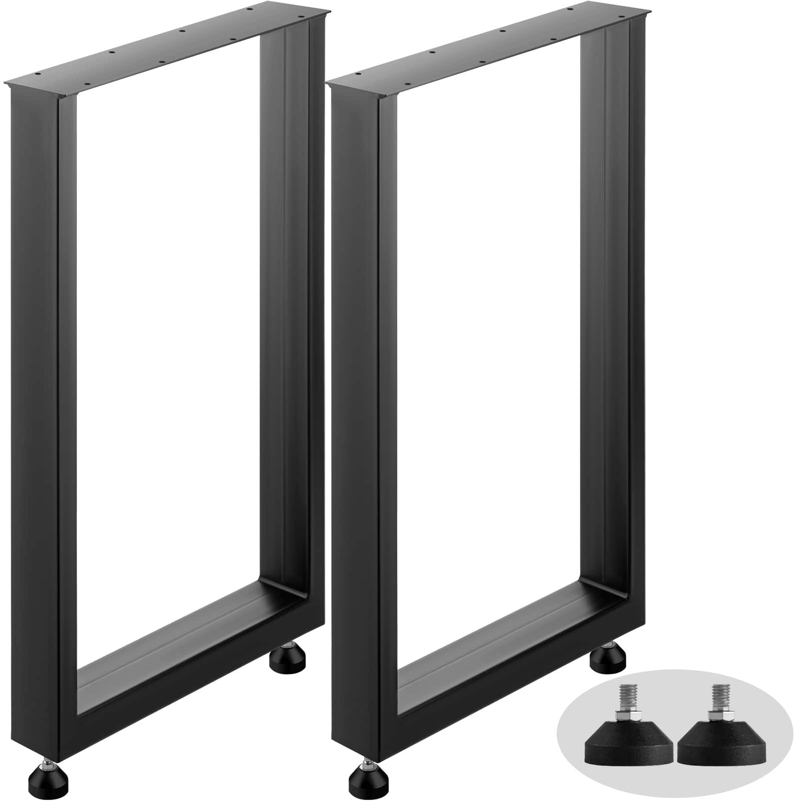 VEVOR - Set of 2 Steel Table Legs, 28''Height 24''Wide Dining Table Legs, Heavy Duty 3.1" Width Box Section Square Table Legs - Black