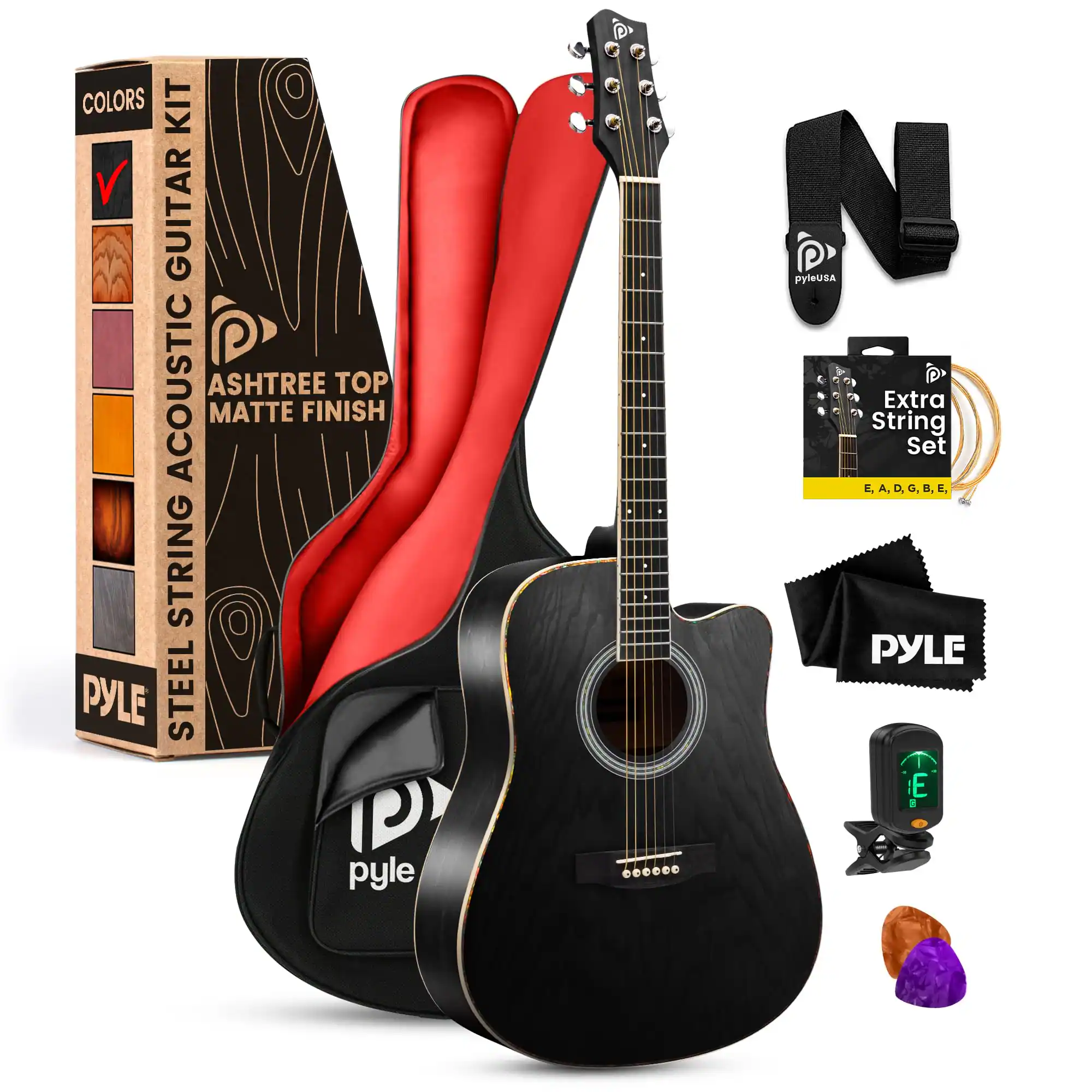 PYLE Steel String Acoustic Guitar Kit, 41