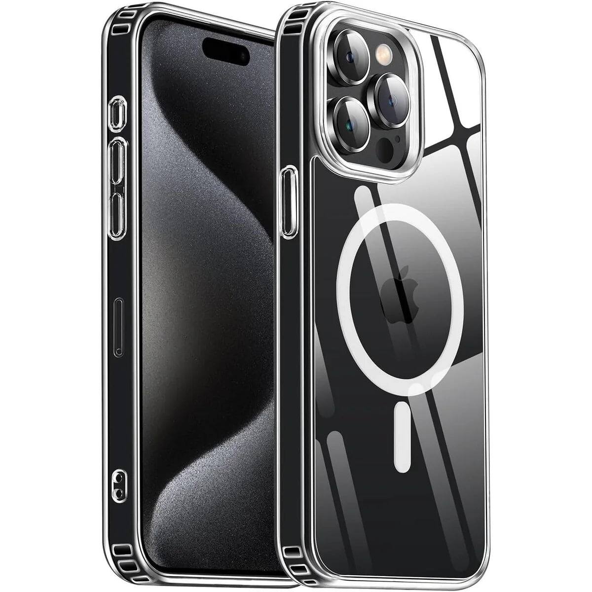 Entronix - Magnetic Case for iPhone 14 Pro - Slim Hard Back Protection - Clear