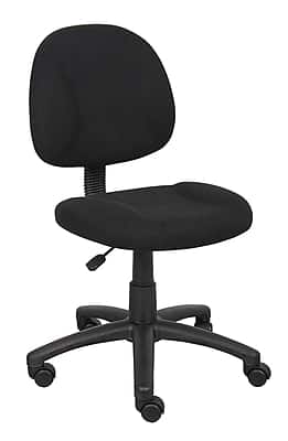 Boss Office Products - Armless Ergonomic Fabric Swivel Task Chair - Black