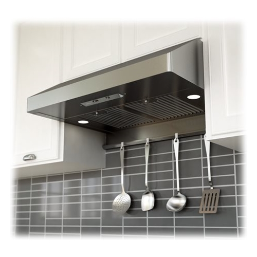 Angle View: Zephyr - Essentials Power Gust Pro-Style 30" Convertible Range Hood - Stainless steel