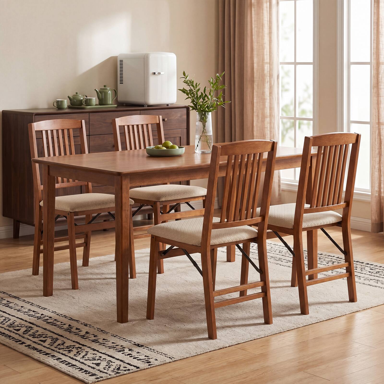 Alt View 1. Gymax - Gymax 4PCS Folding Dining Chairs w/Padded Seat Rubber Wood Frame No Assembly Required - Beige.