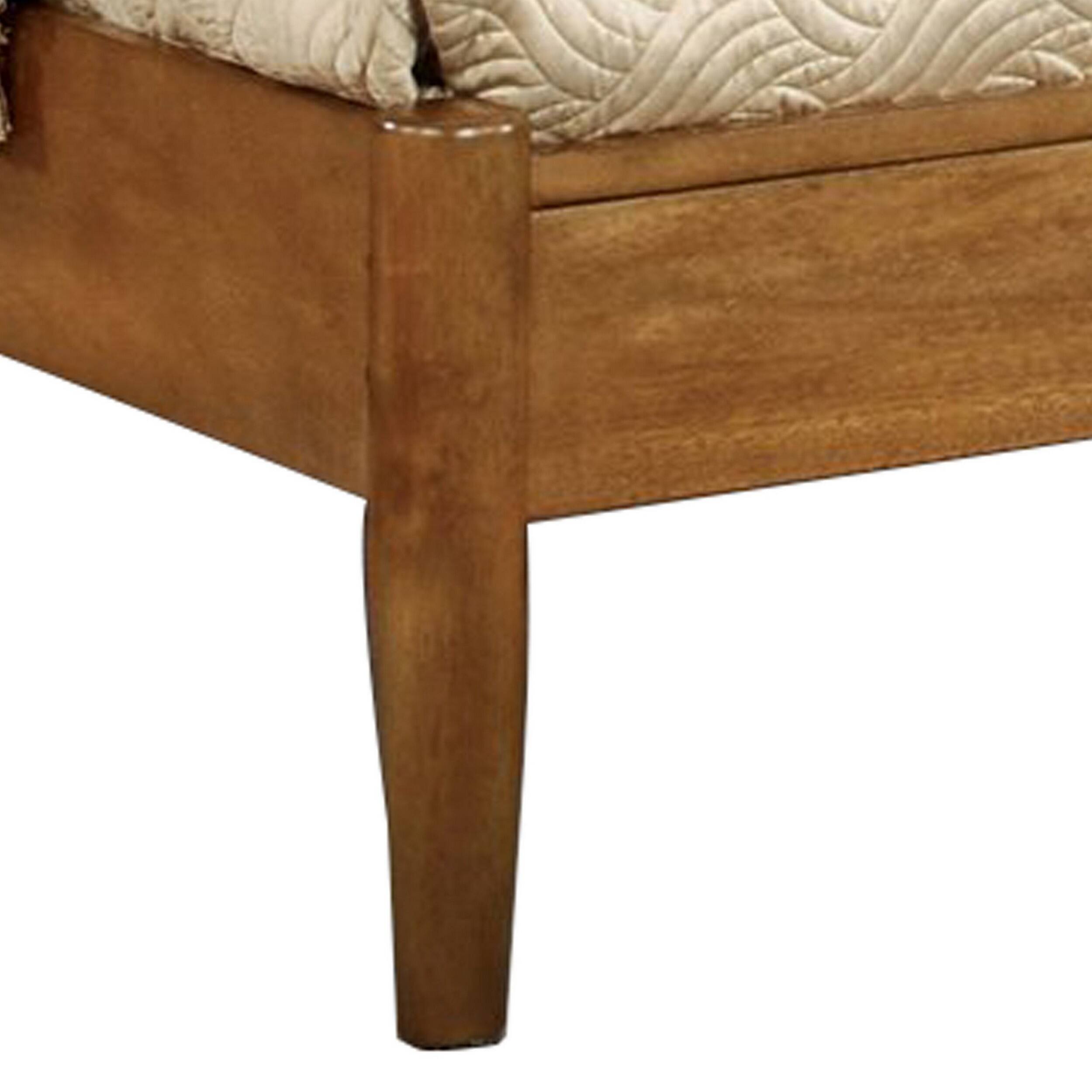 Alt View 1. Manhattan Lane - Wooden Eastern King Size Bed with Panel Headboard, Oak Brown - Brown.