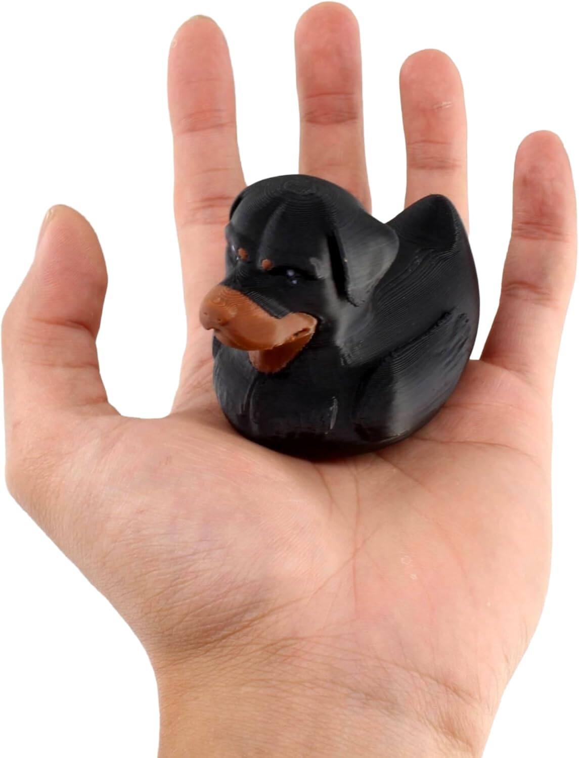 Back. JuzToys - Rottweiler Duck Figurine, 4x4 Ducking, Fun Car Dashboard Accessory, Unique Dog Figure Gifts, Ducks for Cars by PowerTRC - Black.