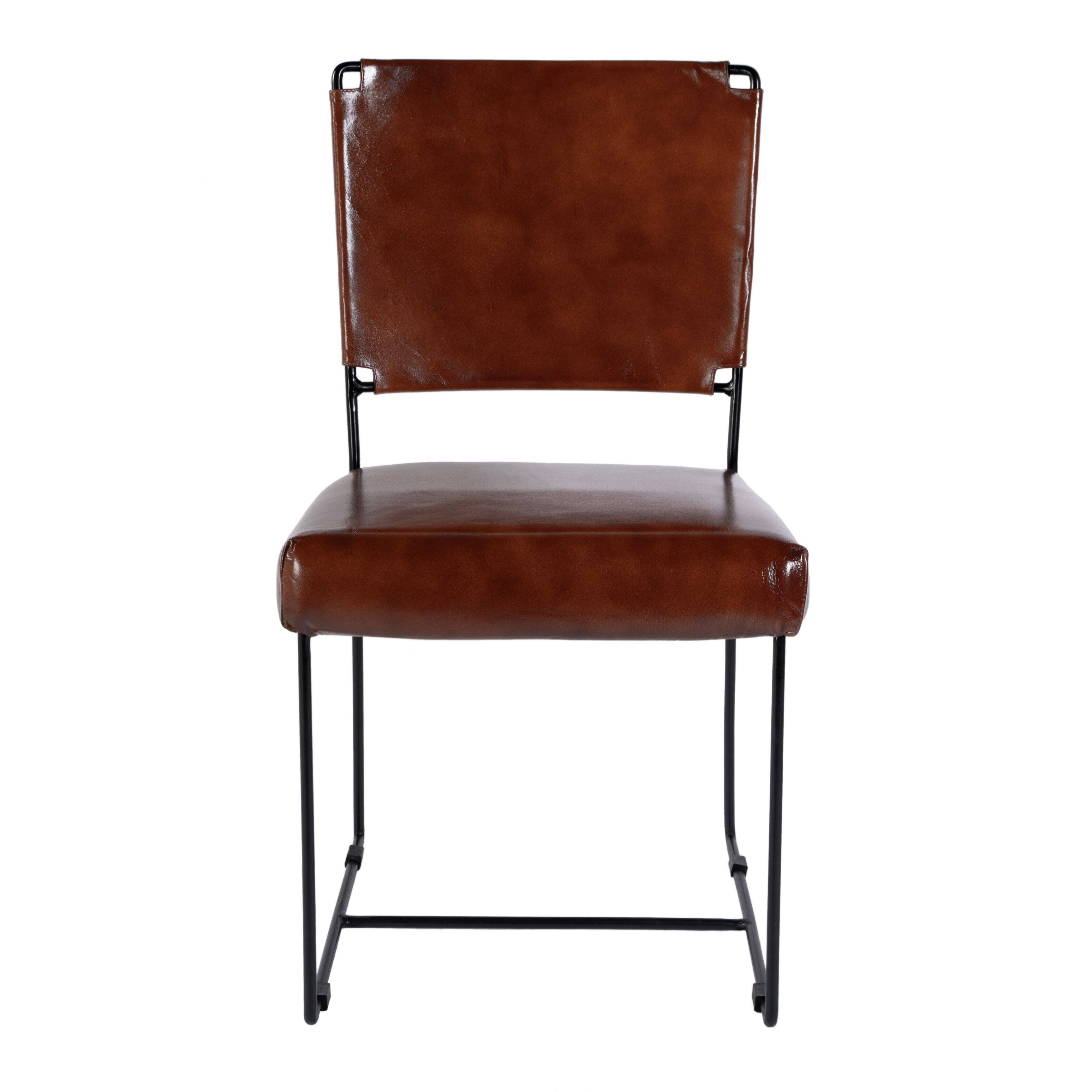Alt View 1. Butler Specialty - Nevin 19 in. Seat Height Leather and Iron Dining Side Chair - Brown.