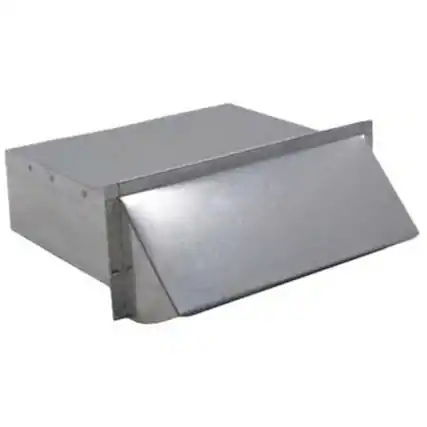 Front. Zephyr - Duct 3-1/4 In. x 10 In. Exhaust Cap with Damper & Bird Screen for Range Hood - Silver.