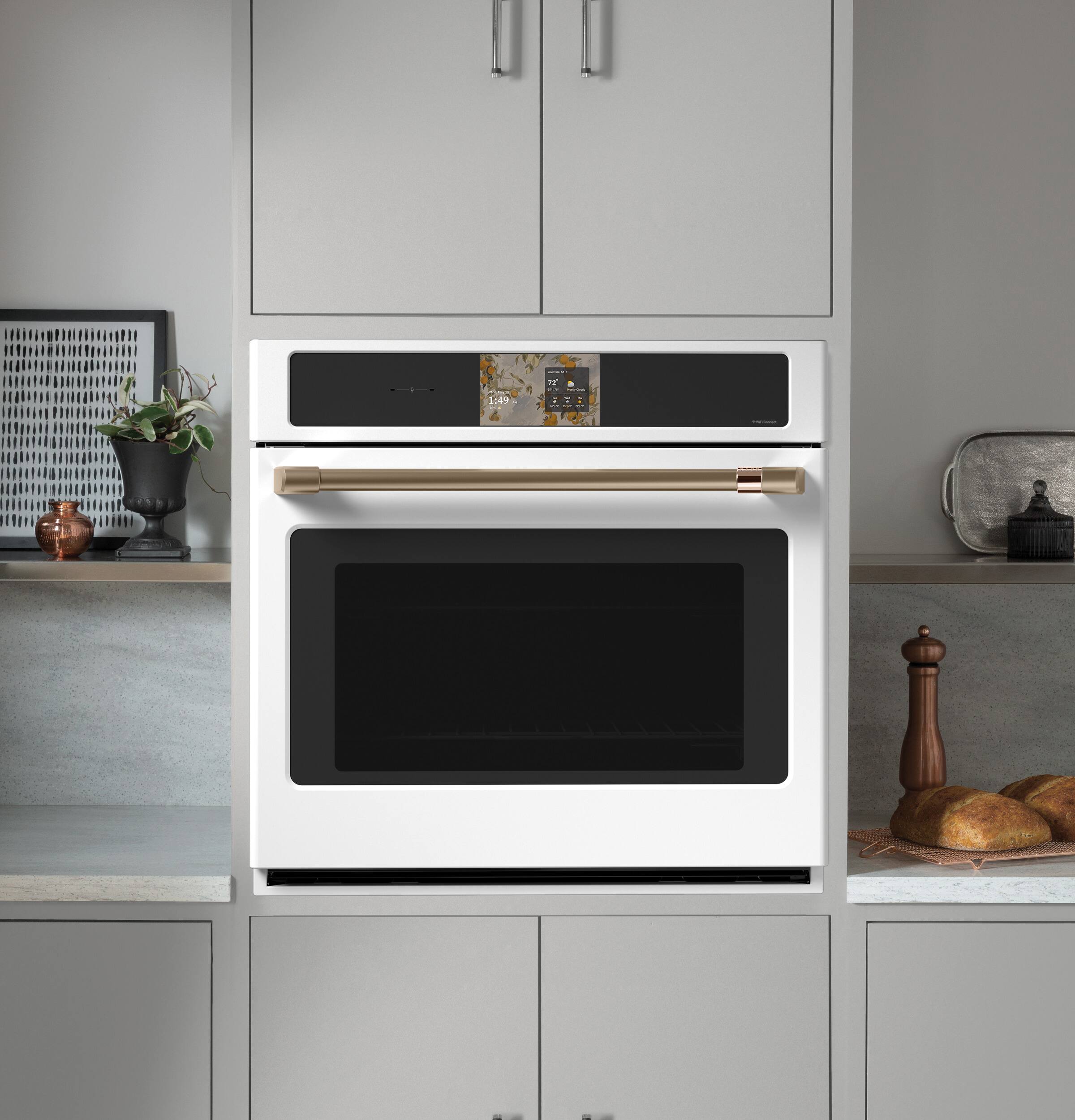 Alt View 9. Café - 30" Smart Built-In Single Electric Convection Wall Oven with Air Fry and Precision Cooking Modes - Matte White.