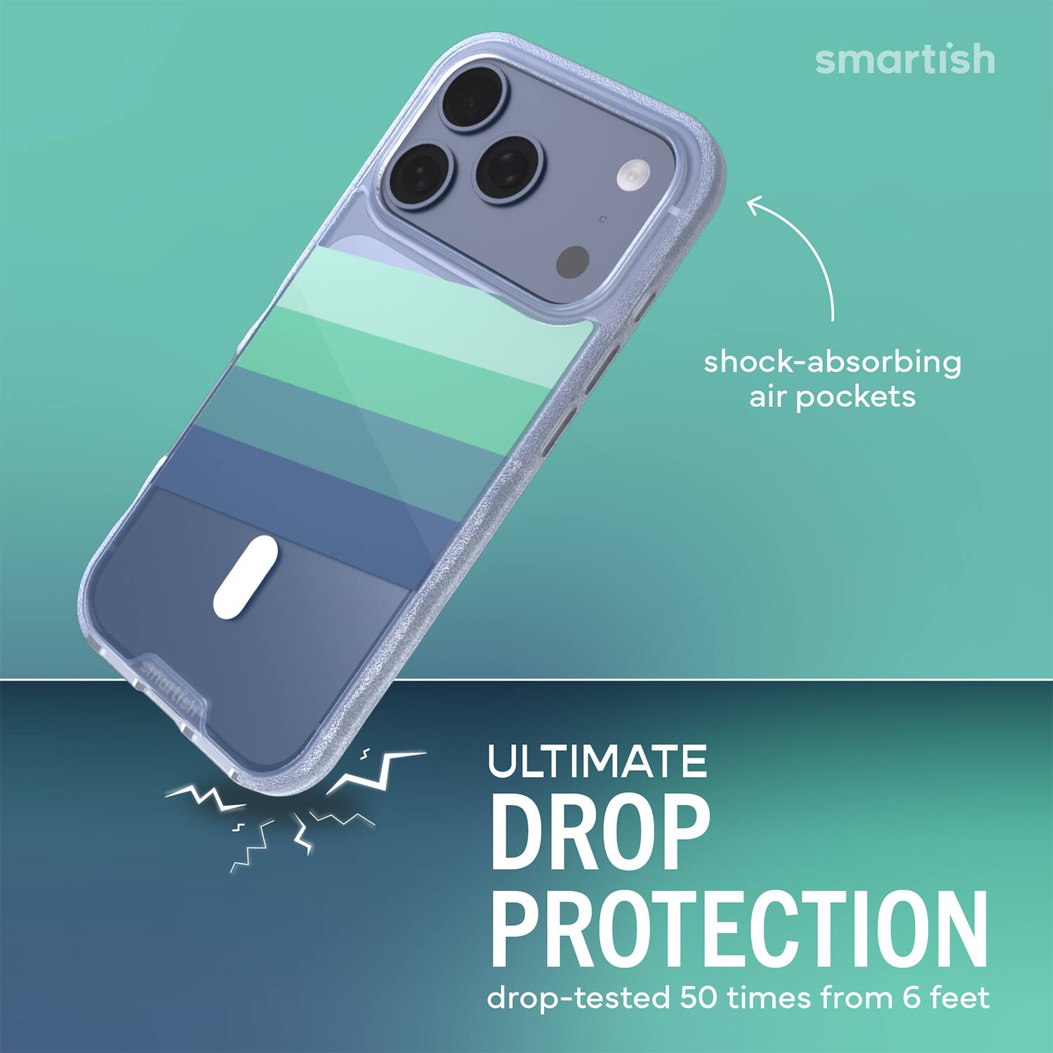 smartish  
shock-absorbing air pockets  
ULTIMATE DROP PROTECTION  
drop-tested 50 times from 6 feet