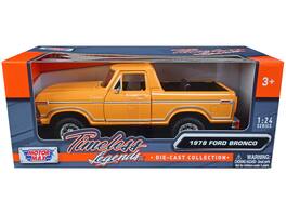 1978 Ford Bronco Custom (Open Top) with "Timeless Legends" Series 1/24 Diecast Model Car by Motormax - Yellow