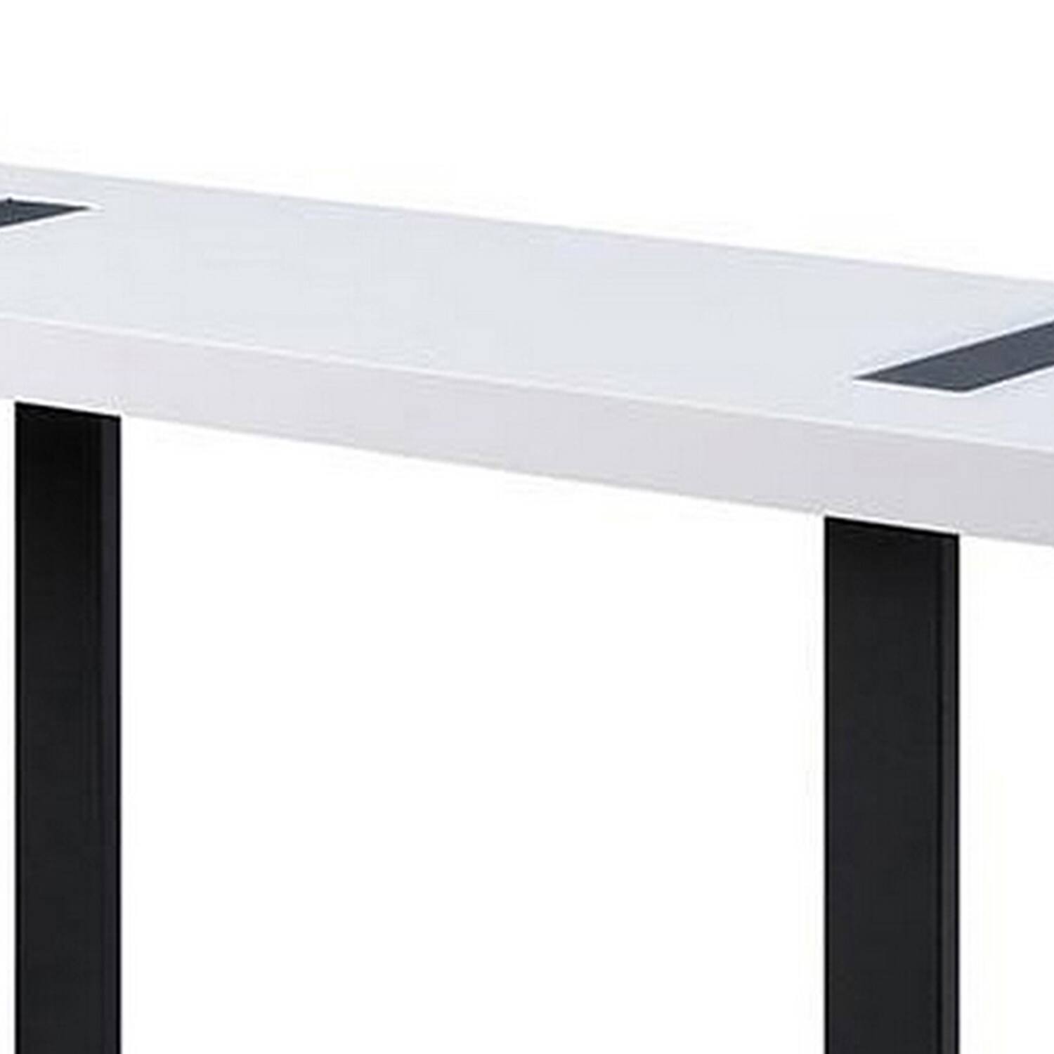 Alt View 2. Manhattan Lane - Two Tone Modern Sofa Table with Metal Legs, White and Black - White, Black.